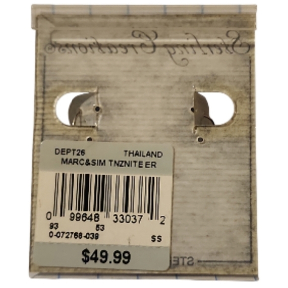 Vintage Boho Sterling Creations Blue Tanzanite Dangle Drop Earrings 925 Silver - Picture 4 of 8